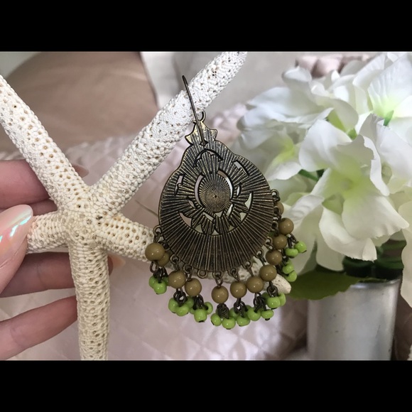 Beautiful Green Chandelier Earrings - Picture 3 of 4